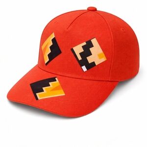 Vibrant Red Cap with Geometric Design